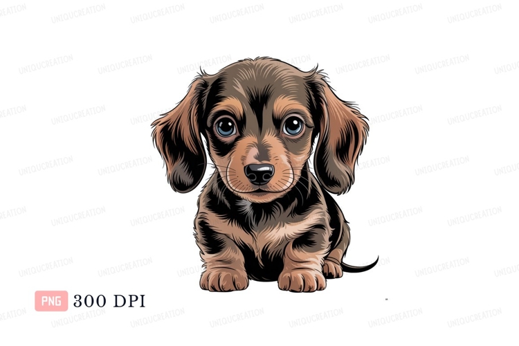 Adorable dachshund puppy with big blue eyes canine