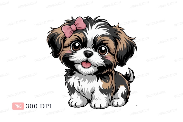 Fluffy puppy with pink bow image