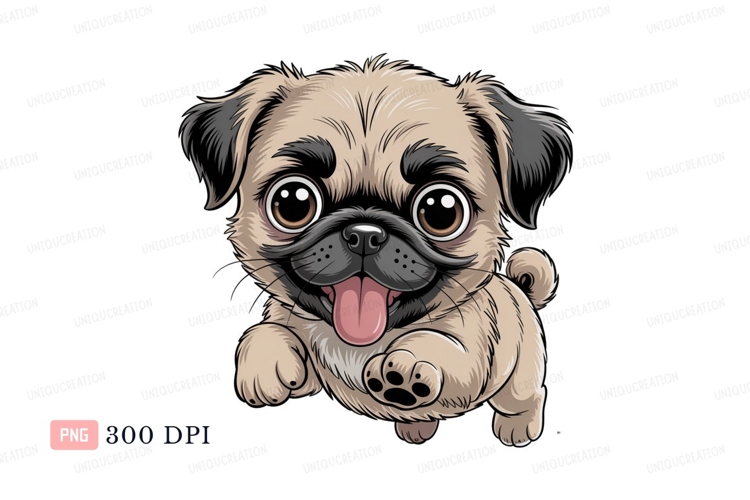 Cute pug puppy happy playful canine animal