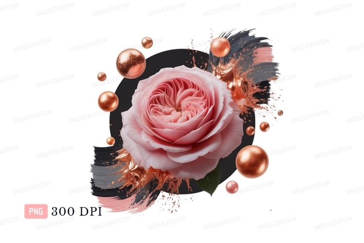 Pink rose copper spheres abstract image