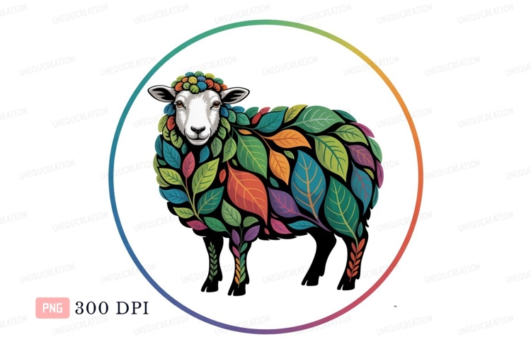 Leafy sheep creature colorful leaves nature