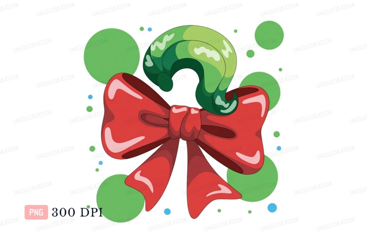 Red bow green swirl festive
