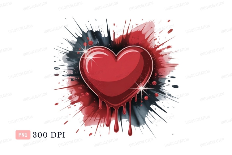 Red Heart Dripping Paint Splatter image