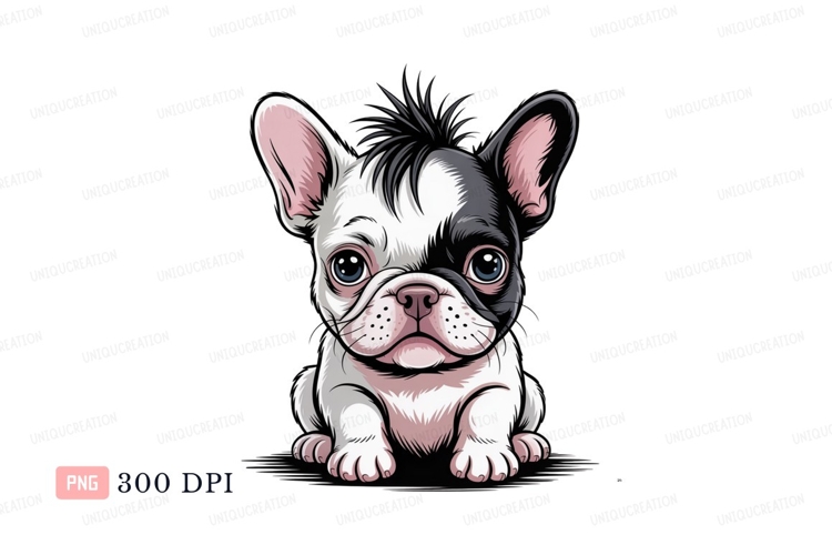 French bulldog puppy with black and white fur image