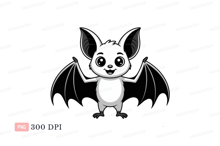 Bat Clipart Black and White Image 6