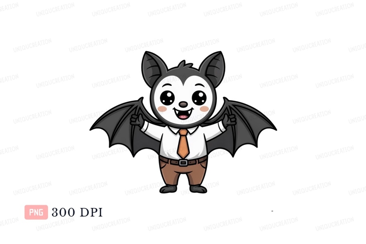 Bat Clipart Black and White Image 22