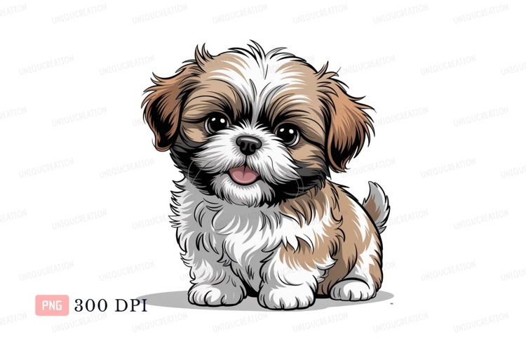 Fluffy Shih Tzu Puppy brown