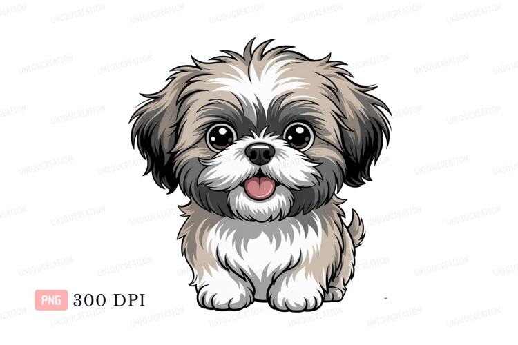 Fluffy Shih Tzu puppy happy image