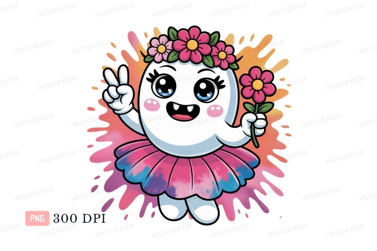 Cute ghost wearing flower crown and tutu image