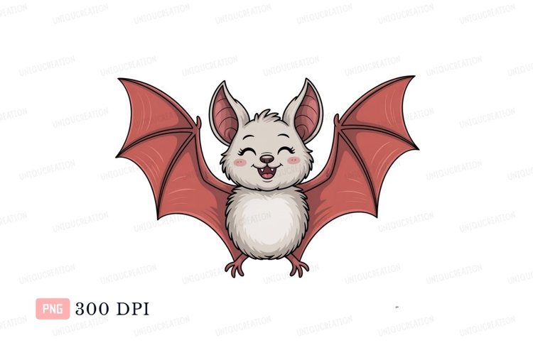 Cute happy bat with pink wings image