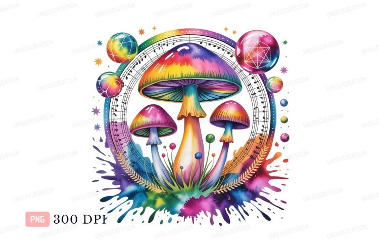 Psychedelic mushrooms rainbow music spheres image