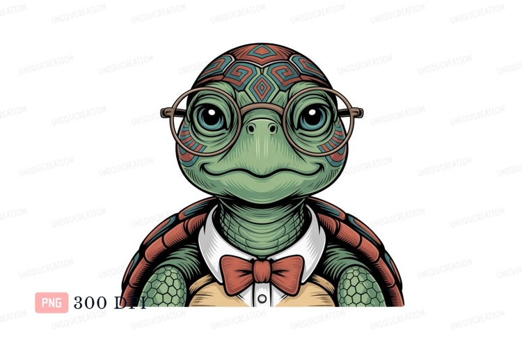 Turtle wearing glasses and bow tie reptile animal