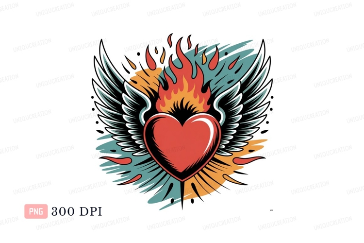 Flaming winged heart wings flame