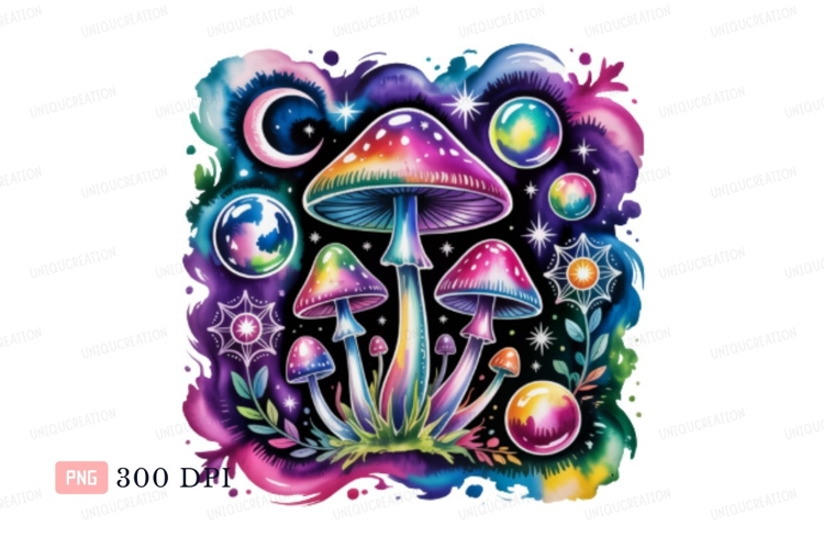 Psychedelic Mushrooms Cosmic Night fantasy