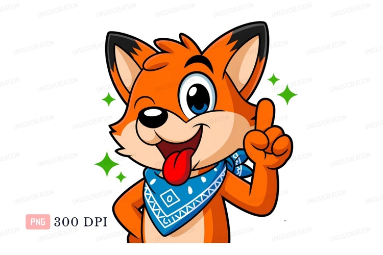 Winking orange fox with blue bandana image