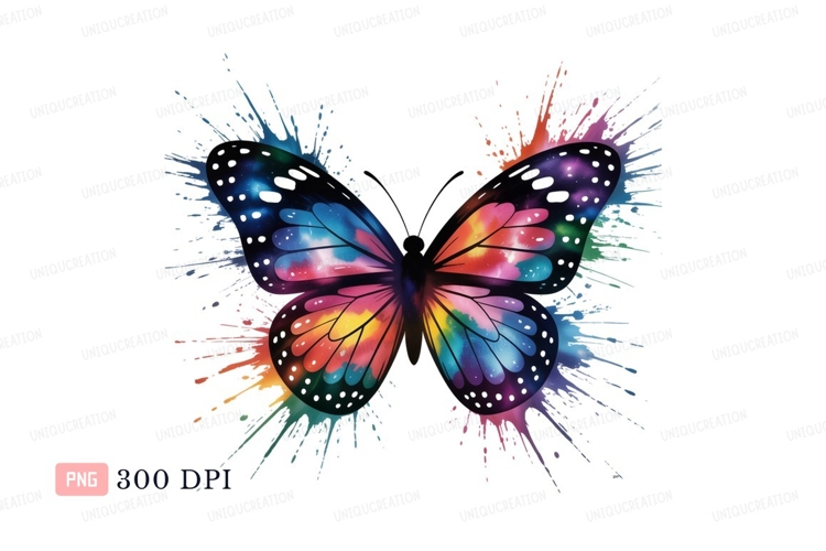 Colorful butterfly ink splashes vibrant