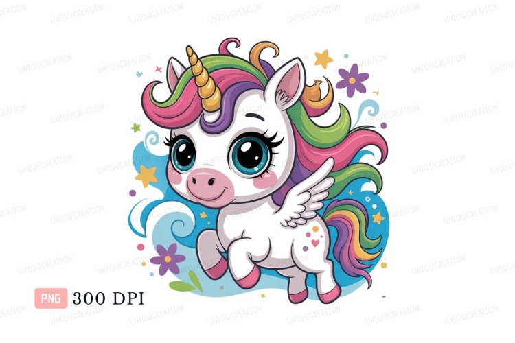 Black winged unicorn with rainbow mane wings