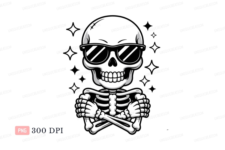 White skeleton horns crossed bones skull example image 1