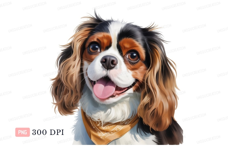 Happy Cavalier King Charles Spaniel with Bandana canine example image 1
