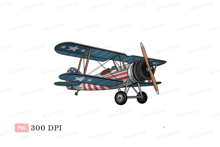 American biplane illustration airplane vintage example image 1