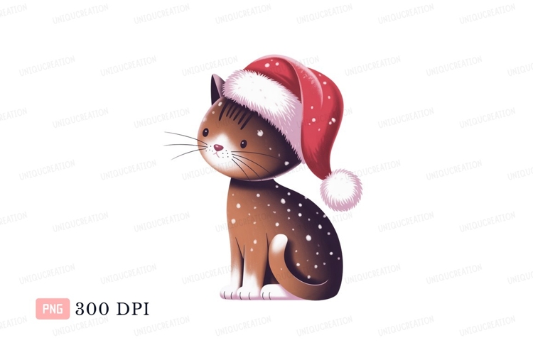 Brown cat wearing santa hat kitten animal