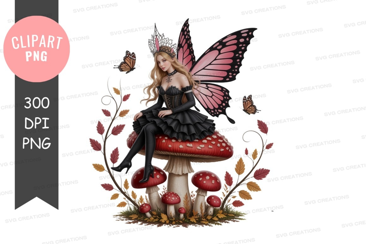 Gothic fairy butterfly crown mushroom image