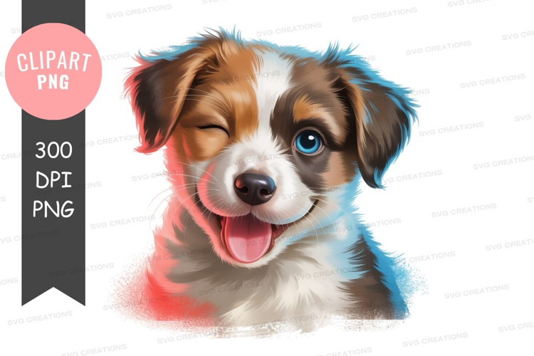 Winking puppy with blue eyes canine animal