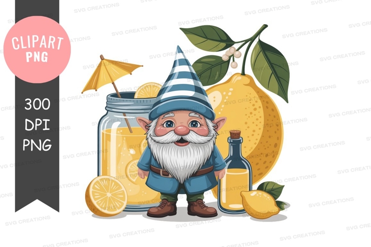 Gnome enjoying summer fruit drink cocktail