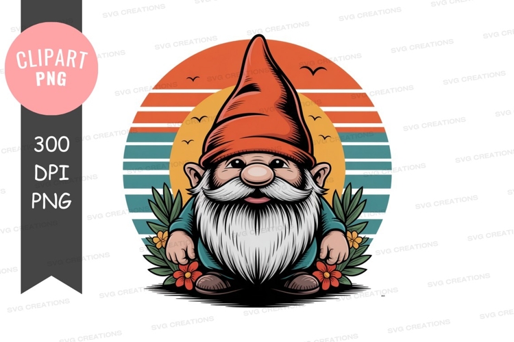 Bearded gnome wearing orange hat green