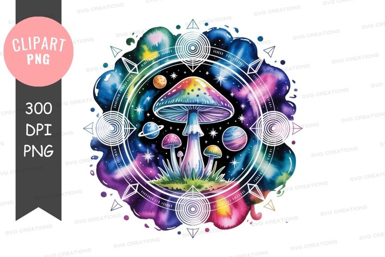 Psychedelic mushroom galaxy mandala cosmic