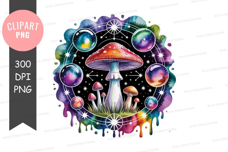 Psychedelic mushroom cosmic orb mandala image