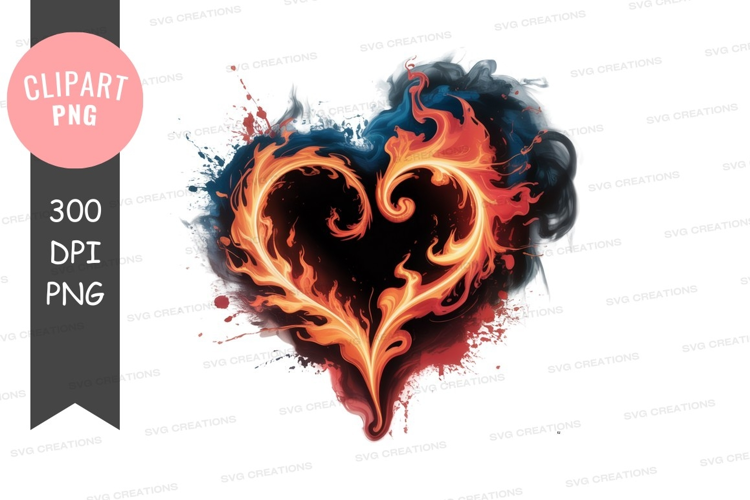 Fiery Heart Swirls fire flames