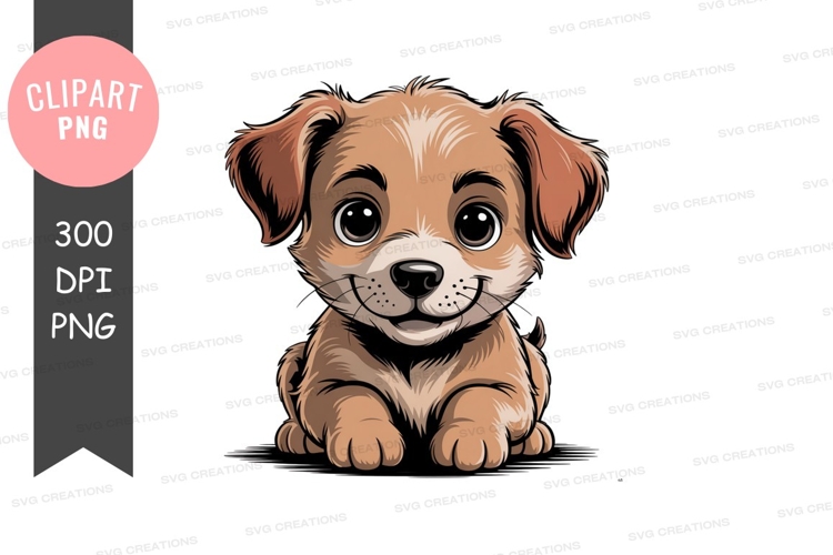 Adorable brown puppy with big eyes cute black