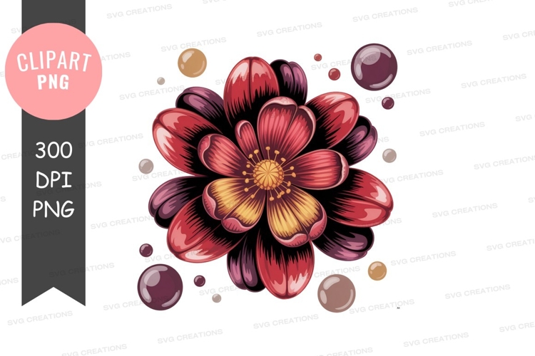 Vibrant flower with floating spheres petals yellow