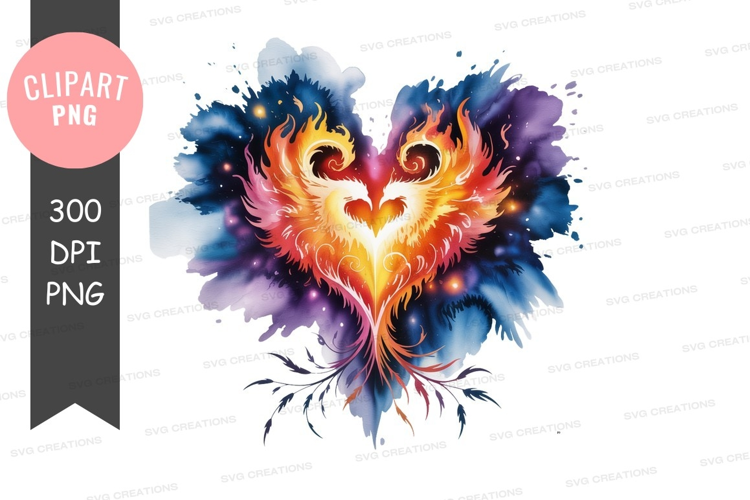 Fiery phoenix hearts cosmic splash fire