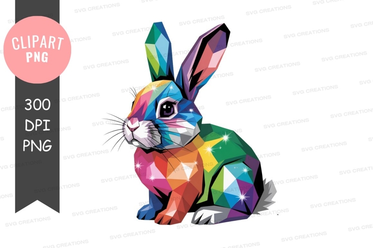 Colorful geometric rabbit with sparkles abstract