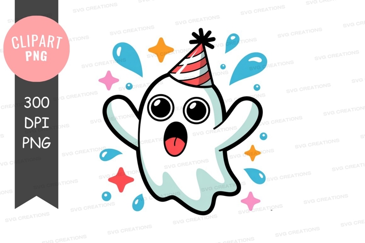 Festive ghost party celebration stars drops