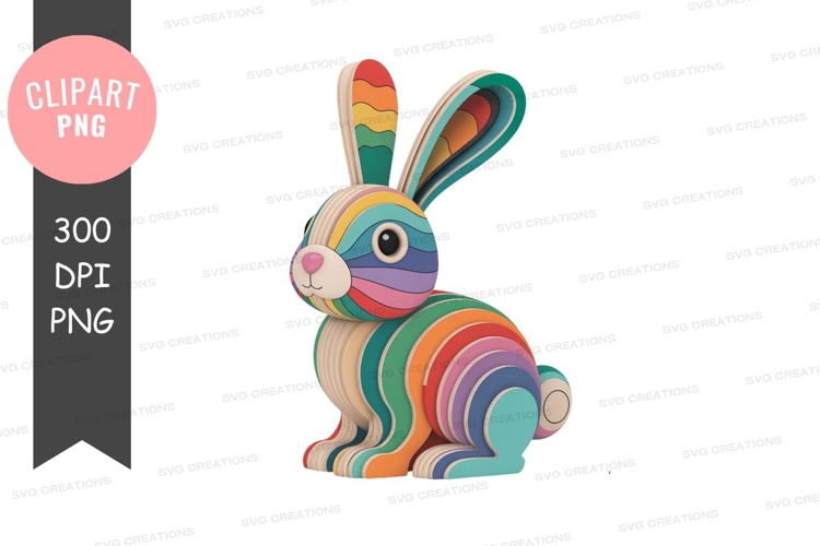 Colorful layered wooden rabbit rainbow