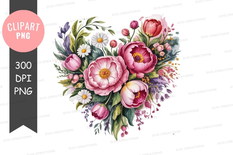 Heart shaped floral arrangement peonies tulips