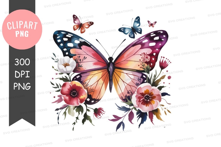 Colorful butterfly floral arrangement pink orange