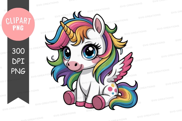 Cute rainbow winged unicorn wings fantasy
