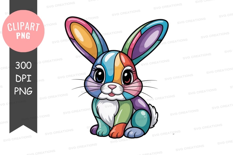 Colorful mosaic bunny rabbit cute