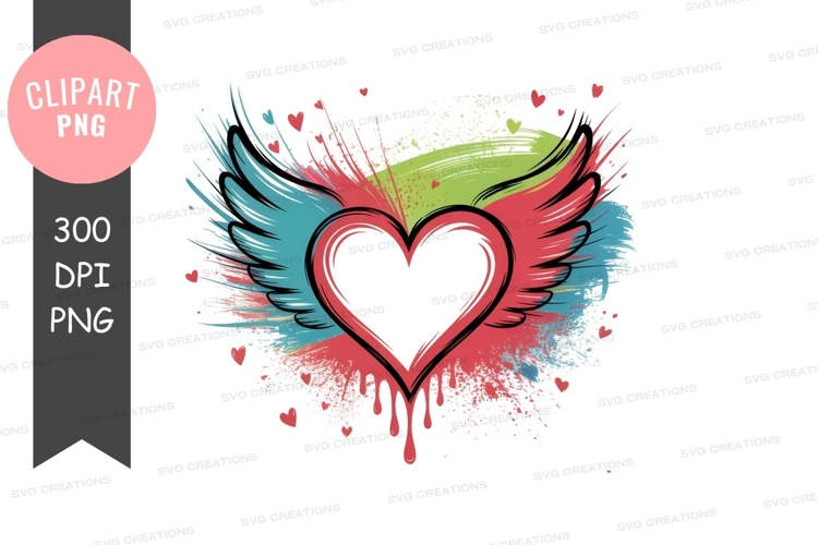 Heart wings splash paint