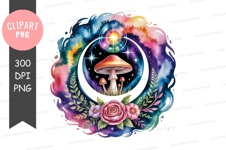 Psychedelic mushroom floral galaxy circle cosmic