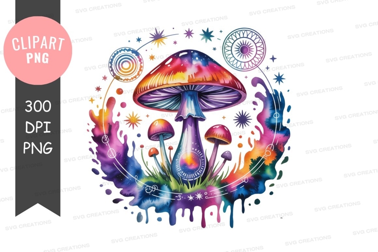 Psychedelic mushrooms vibrant colors colorful fantasy
