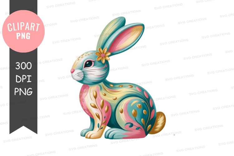 Decorated rabbit with floral accents bunny animal