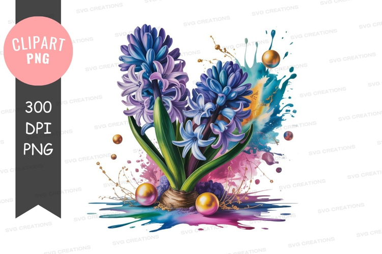 Blue purple hyacinths golden spheres image