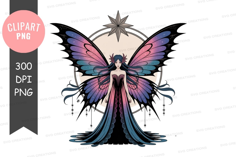 Fairy woman with butterfly wings and star image