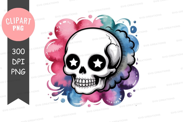 Skull with colorful cloud headphone star