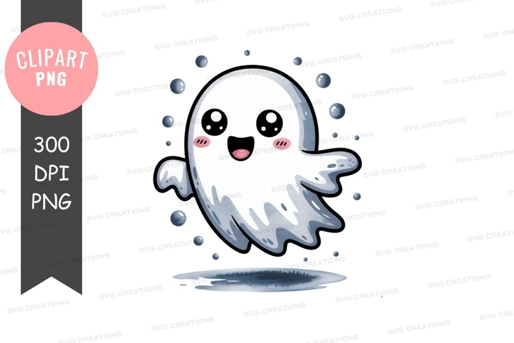 Ghost character singing with crown and purse microphone